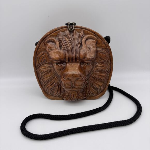 Timmy Woods Handbags - Timmy Woods Lion Crossbody Bag Carved Wood Beverly Hills Limited Edition Art
